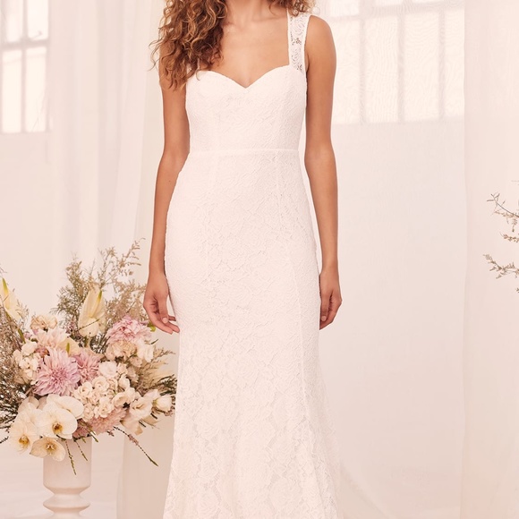 Lulus Rosetta White Lace Wedding Dress - Picture 2 of 9